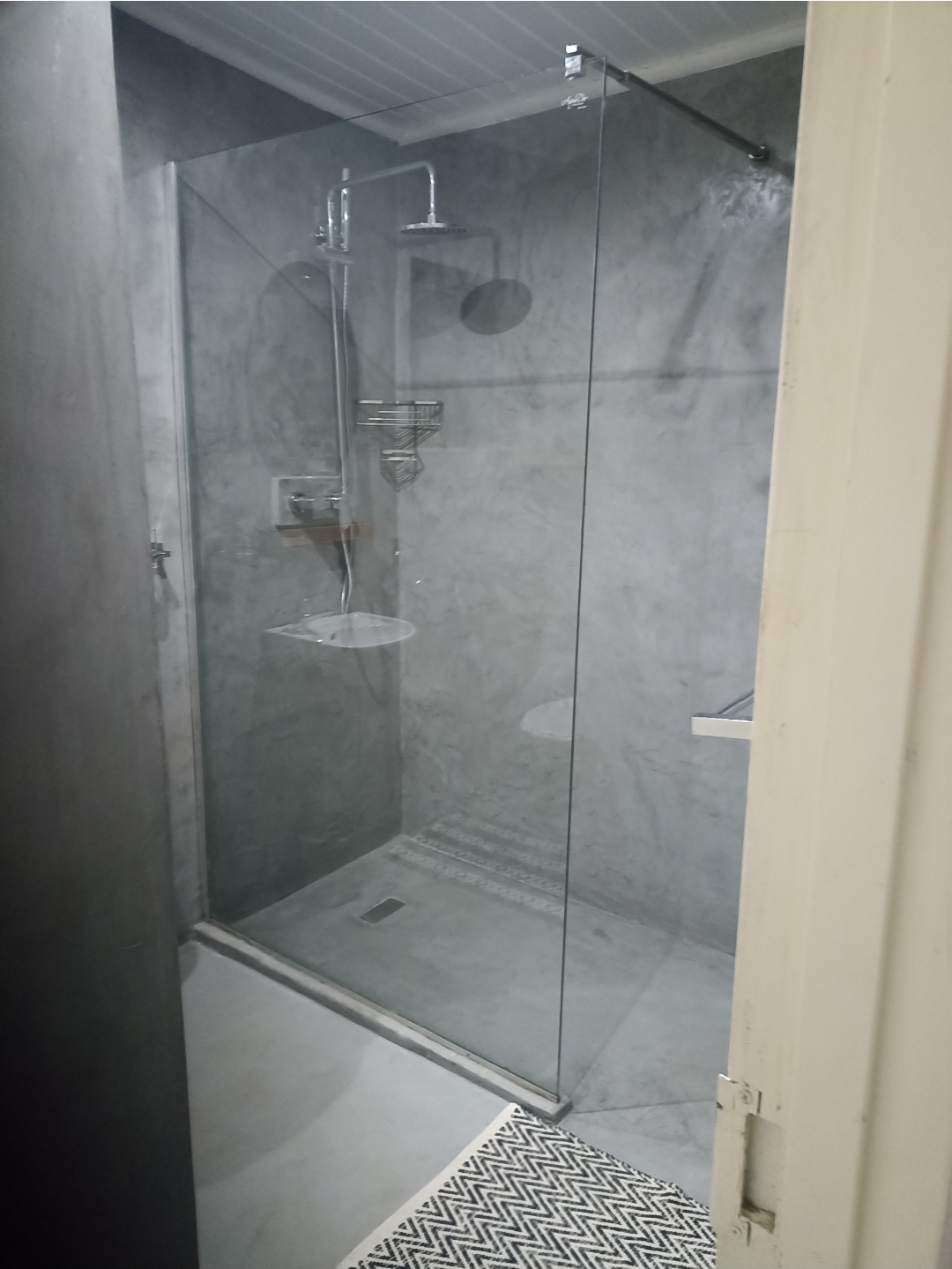 Modern bathroom with walk-in shower